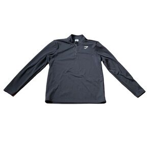 Gymshark Men’s Quarter Zip Athletic Pullover Size Large Black Performance Top